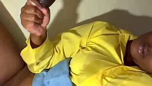 I'm milking my big tits on the desk with cum