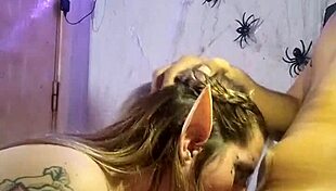 Halloween elf confesses her love for deepthroating black dick