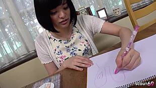 Petite japanese teen with long nipples seduces classmate to first creampie dripping fuck in japan