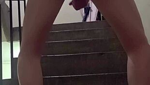 shemale ting xuan pees outdoors then masturbates to climax on thigh