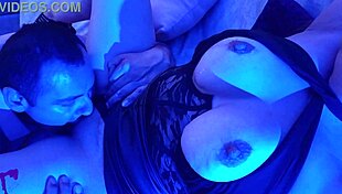 hot latina milf under blue light gets oral sex dildo play and juicy vaginal fluids with orgasms