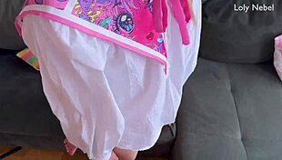 Young girl in casting interview with feet and legs focus