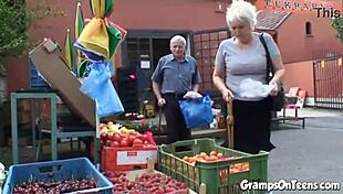 teen fucked by oldie in the woods during outdoor encounter