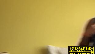 What a hardcore fuck session with that sub in white fishnet stockings!