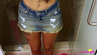 amazing brunette with sexy body takes shower