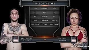 tori avano mixed wrestling fight is fucked on the mat, rough!