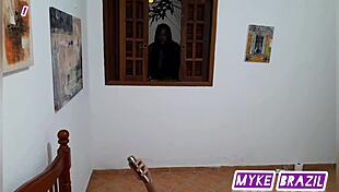 Fernanda Chocolate Catches Vagabundo Masturbating, Enters Room, Gives Anal Sex with Cum in Mouth