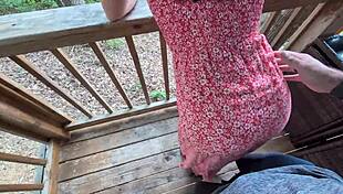 Hey, redhead slut grinds on cock outdoors!