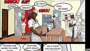 restaurant staff interracial orgy in kitchen with big black cocks banging asses