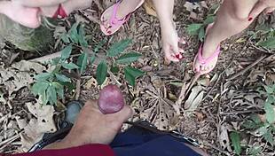 Hot married milf with big ass fucks stranger bareback in park