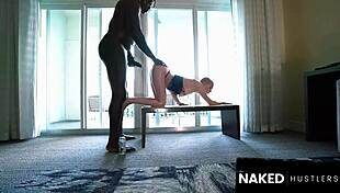 Oiled European Model Fucked Hard by Huge Black Man