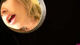 blonde vickey dives into her sucking fantasy with a big black cock in the toilet