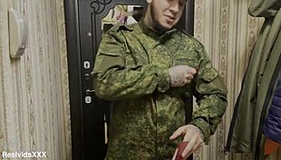 when a soldier visits army mates wife for anal creampie