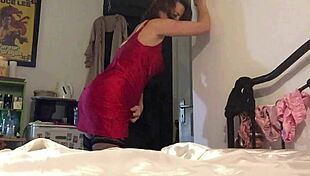 Intense Emotions in Satin Red Dress Lingerie Clothed Sex Deep Blowing Rimming Fucking