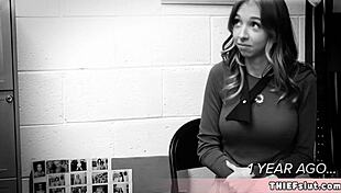 cute streamer in pink clothes caught stealing and now she must offer her tiny 18+ pussy for the mall cop