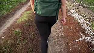 milf in black tights walks and teases her nice butt in spandex leggings