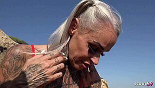 nymphomaniac fit german mature sophie logan wth abs and many tattoos pick up for public fuck