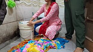 bhabhi says, 'fuck me while i wash clothes in the bathroom'