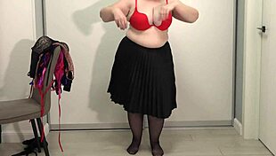 mature teacher chooses a bra for work big gorgeous boobs jump and pop out of bras saggy tits