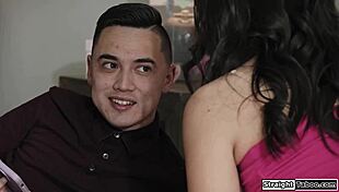 Daring Hot Petite Asian Stepcousin to Suck Uncut Cock in Taboo Challenge