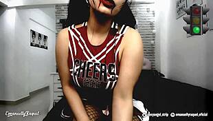 Zombie cheerleader commands intense jerk off game