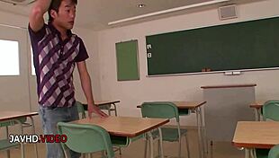 Naughty japanese student kyoka gives blowjob at school