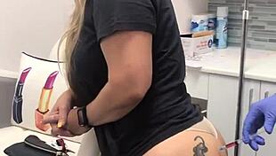 Injection In The Spa To Blonde Client With Butt Tattoo Session 2