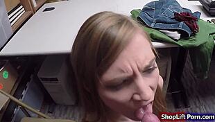 Skinny shoplifter fucked by LP officer