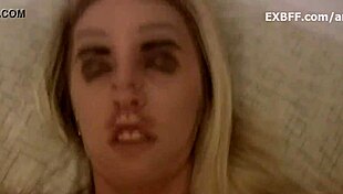 this geeky teen blonde gets her pussy licked then gags on a big white cock