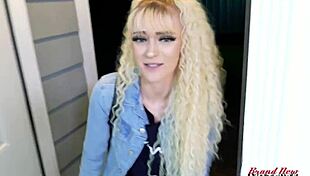 Skinny Blonde Cutie Sassy Sucks Big Hard Cock and Gets Jizzed