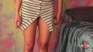 lifted up her skirt then fucked her thighs