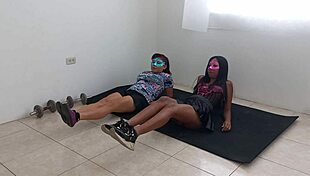 Latin Step Sisters Perform Aerobics, Showing Off Sensual Buttocks and Wet Vaginas