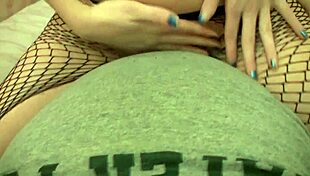 riley rebel rips her pantyhose for a lap dance then fucks a glass dildo