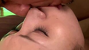 Two folks blow their load on yura kasumis face after a nasty three-way with creampie and hardcore fuckfest - uncensored jav from crazy japanese milf