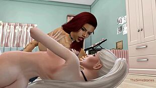 Stepsister dominates and fucks her rival in lesbian wrestling