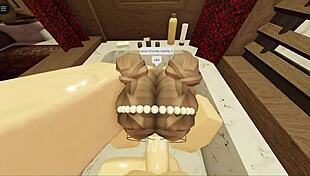 This hot brunette with a fat ass sucks and fucks in the bathtub 😍