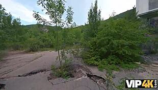 damn cute russian teen gf takes huge cock outdoors while old cuck watches 😏🍑