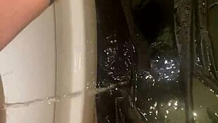 pissing outside feels amazing on my curvy wife body in pantyhose