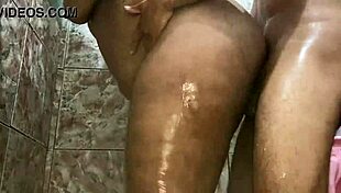 Ebony Big Ass Cums Hard on Young Cock in Shower Sex!