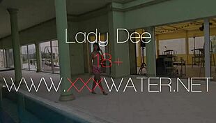 Lady Dee cute shy czech teen swimming in pool with petite body