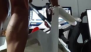 tranny slut in lingerie rides dildo till super horny explosion