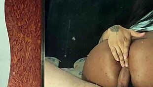 La grabe watches the prostitute ride my cock anal style through the mirror