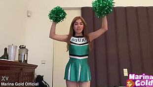 Cheerleader Fingers Dripping Pussy Masturbates to Wild Orgasm