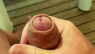 guy flashes huge cock on mobil home terrace in camping nearly cums outdoors