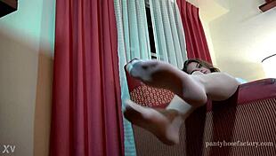 mika's silk pantyhose hides teasing footplay secrets