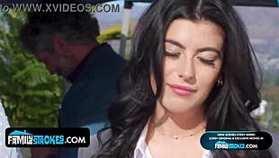 I feel the intense pleasure as step sisters gal and aubree reunite with stepmommy and stepdaddy in a sloppy orgy