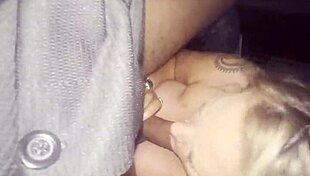 blonde babe deepthroats monster cock then begs cumshot on her pretty face before bed