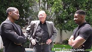 cuckold milf's big tits and ass get drenched in interracial cumshots