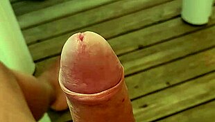 guy flashes huge cock on mobil home terrace in camping nearly cums outdoors