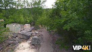 damn cute russian teen gf takes huge cock outdoors while old cuck watches 😏🍑